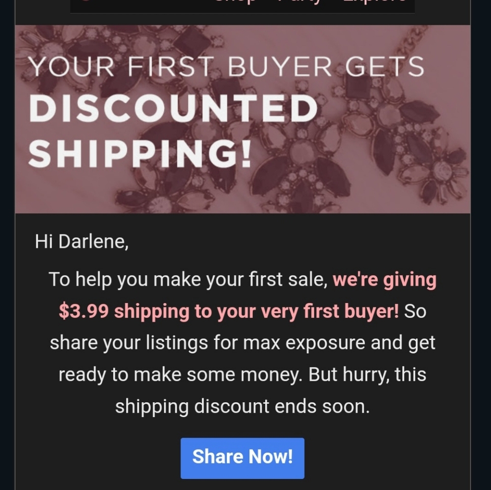 First buyer shipping discount from Poshmark $3.99